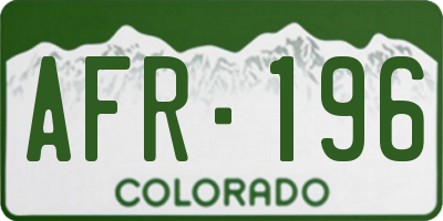 CO license plate AFR196