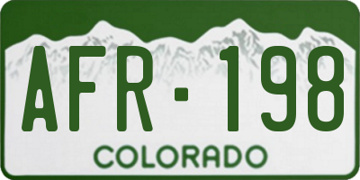 CO license plate AFR198