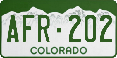 CO license plate AFR202