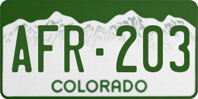 CO license plate AFR203