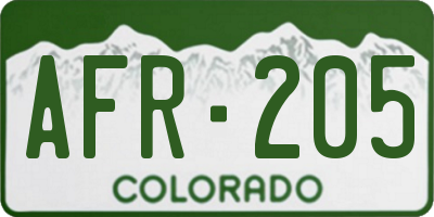 CO license plate AFR205