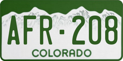 CO license plate AFR208