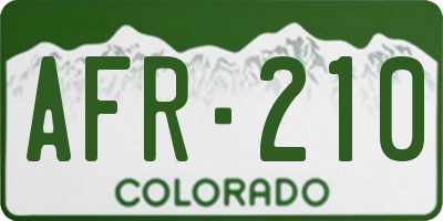 CO license plate AFR210