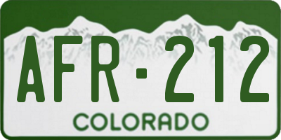 CO license plate AFR212