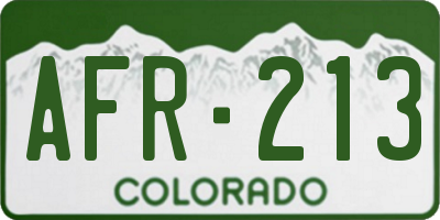 CO license plate AFR213