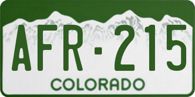 CO license plate AFR215