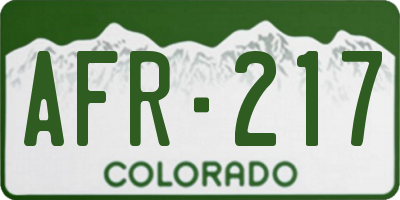 CO license plate AFR217