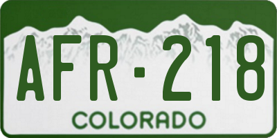 CO license plate AFR218