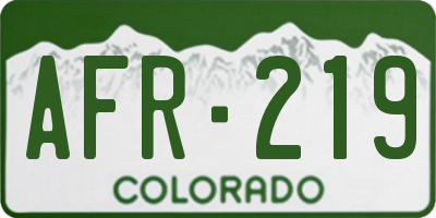 CO license plate AFR219