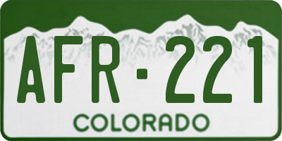 CO license plate AFR221