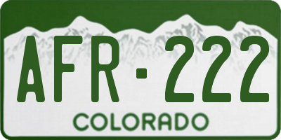 CO license plate AFR222