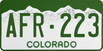 CO license plate AFR223