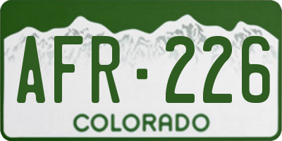 CO license plate AFR226