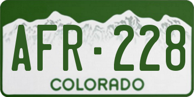 CO license plate AFR228