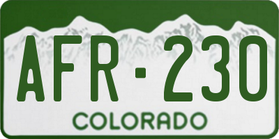 CO license plate AFR230