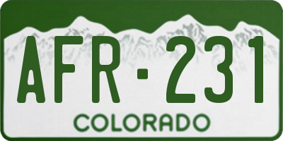 CO license plate AFR231