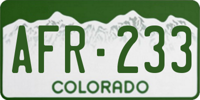 CO license plate AFR233