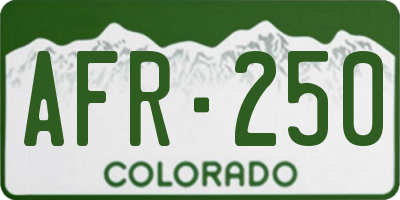 CO license plate AFR250