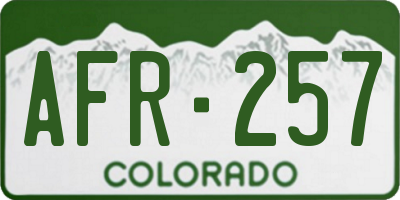 CO license plate AFR257
