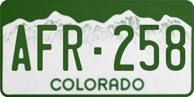 CO license plate AFR258