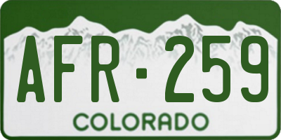 CO license plate AFR259