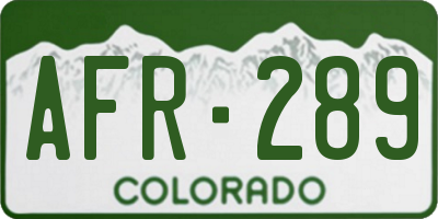 CO license plate AFR289