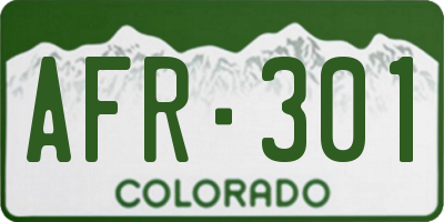 CO license plate AFR301