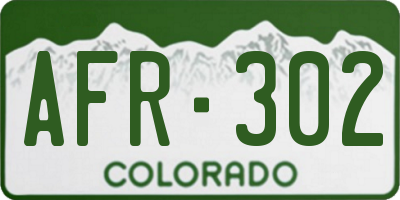 CO license plate AFR302
