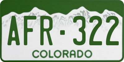 CO license plate AFR322