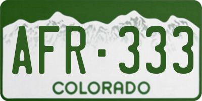 CO license plate AFR333