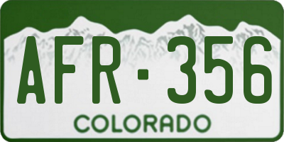 CO license plate AFR356