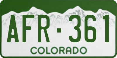 CO license plate AFR361