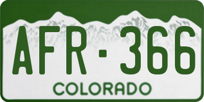 CO license plate AFR366