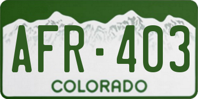 CO license plate AFR403