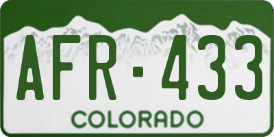 CO license plate AFR433