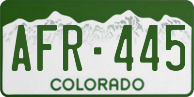 CO license plate AFR445