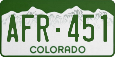 CO license plate AFR451