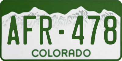 CO license plate AFR478