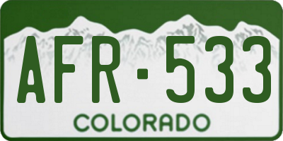 CO license plate AFR533