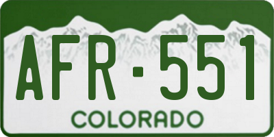 CO license plate AFR551