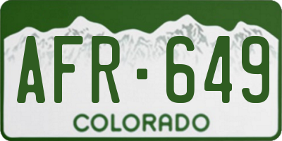 CO license plate AFR649