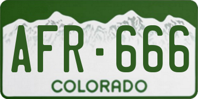 CO license plate AFR666