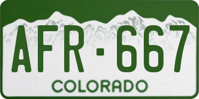 CO license plate AFR667