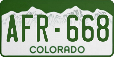 CO license plate AFR668