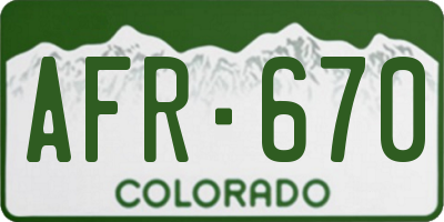 CO license plate AFR670
