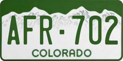 CO license plate AFR702