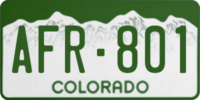 CO license plate AFR801