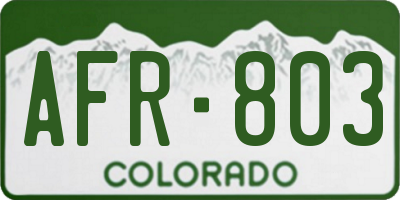 CO license plate AFR803