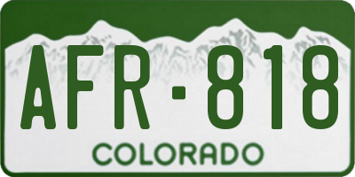 CO license plate AFR818