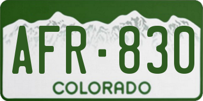 CO license plate AFR830